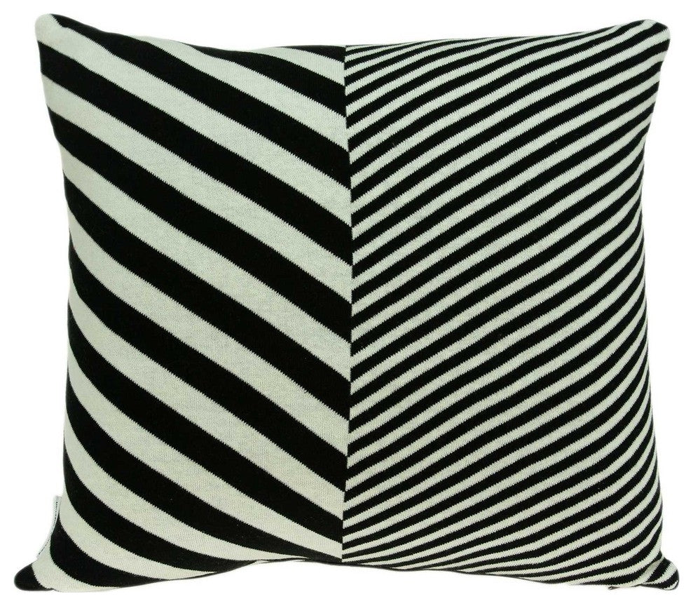 18" X 5" X 18" Transitional White & Black Pillow Cover With Poly Insert