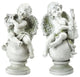 2 Sitting Angels with Instruments Outdoor Garden Statues