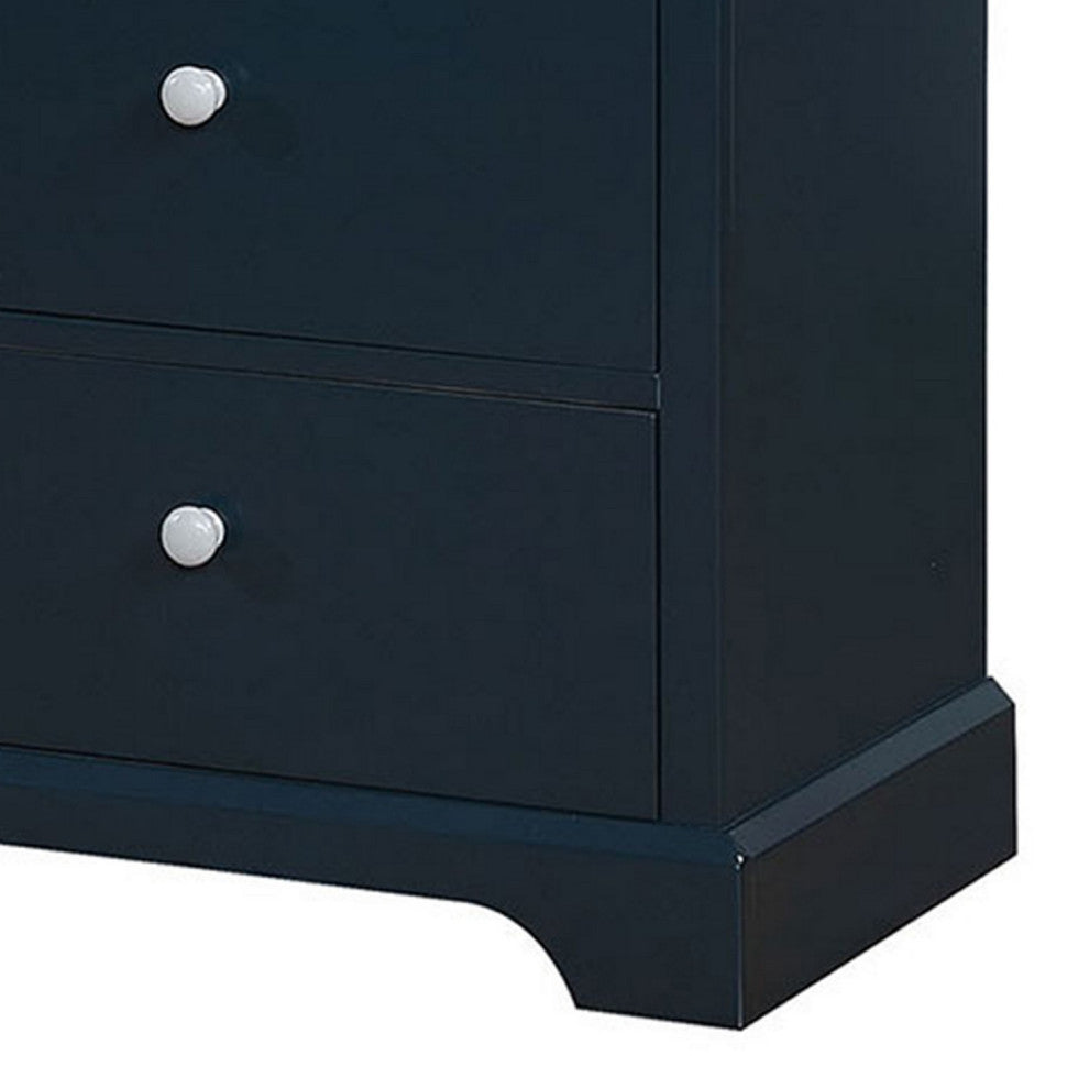 Benzara BM235451 Transitional 7 Drawer Wooden Dresser With Knob Pulls, Blue
