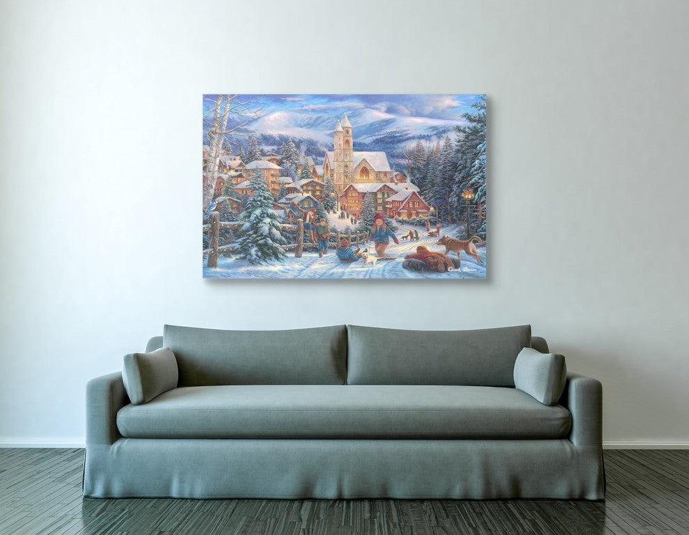 Cortesi Home "Sledding to Town" by Chuck Pinson, Giclee Canvas Wall Art, 40"x54"