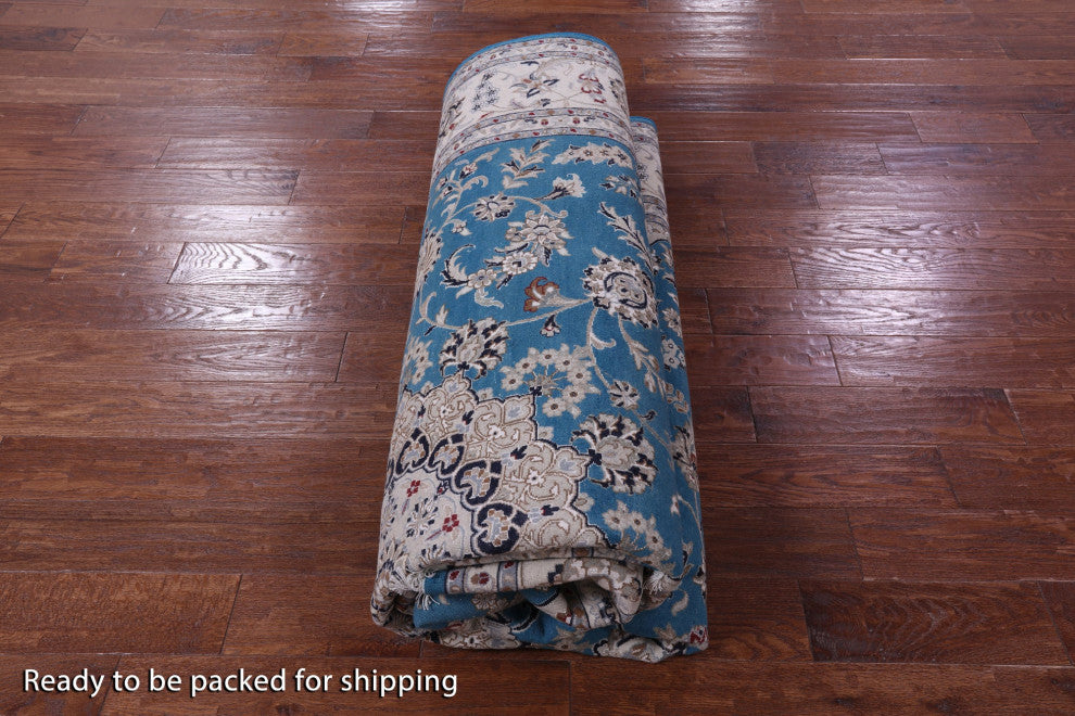 8' 1" X 10' 1" Wool & Silk Hand Knotted Persian Nain Rug - Q13144