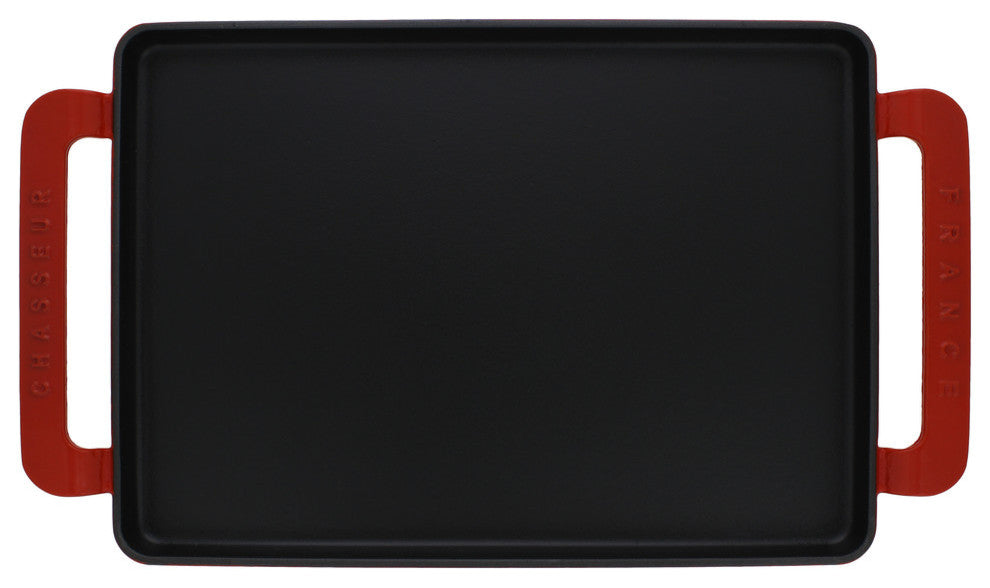 Chasseur 14" Red Rectangular Griddle French Enameled Cast Iron
