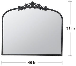 Gewnee 40"x31" Classic Design Gold Arch Mirror And Baroque Inspired Frame, Black