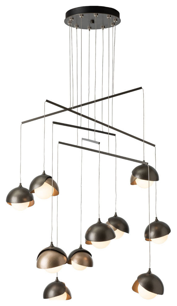 Brooklyn 10-Double Shade Mobile Pendant, Dark Smoke/Soft Gold, Standard