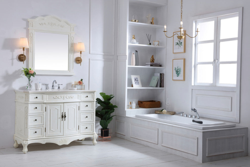 Bathroom Vanity, Antique White, 48", Single Sink