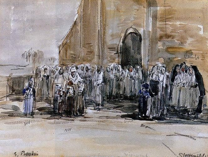 Eugene-Louis Boudin Exiting from Mass at Plougastel Gallery Wrap Canvas, 21"x28"