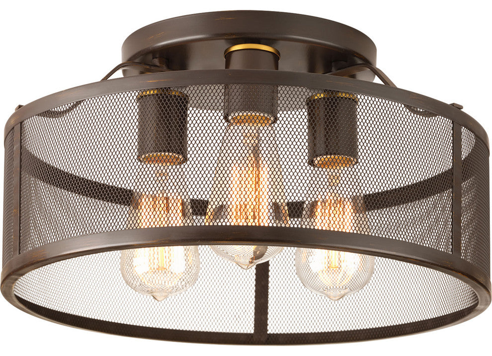 Progress Lighting 3-60W Medium Flush Mount, Antique Bronze