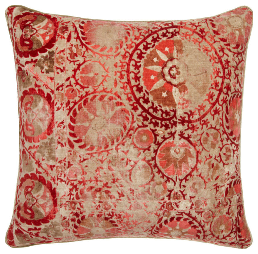 Velvet Vintage Suzani Cushion | Andrew Martin Iznik, Red
