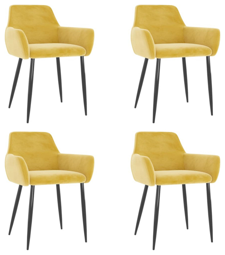 vidaXL Dining Chairs 4 pcs Mustard Yellow Velvet