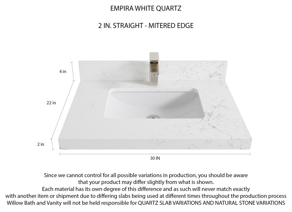 Madison Teak 30 Single Sink Bath Vanity in Dark Natural 2" Empira Quartz