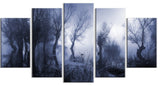 Creepy Landscape in Sepia Tones, Landscape Canvas Art Print, 60"x32", 5 Panels