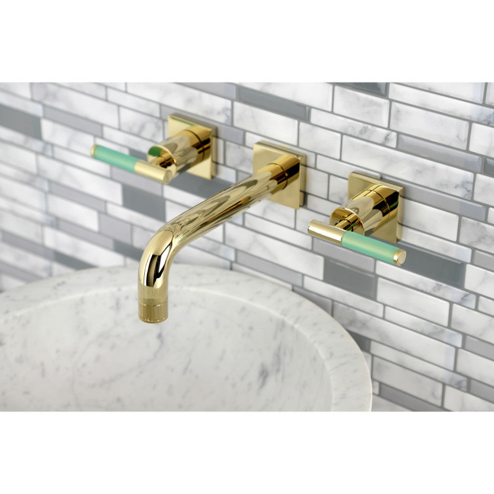 Kingston Brass KS6122DKL Two-Handle Wall Mount Bathroom Faucet, Polished Brass