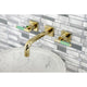 Kingston Brass KS6122DKL Two-Handle Wall Mount Bathroom Faucet, Polished Brass