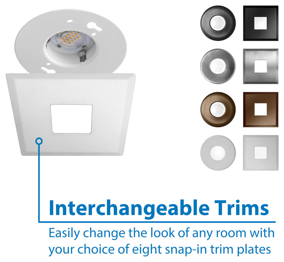 SureFit(v3) LED Flush Mount Ceiling Light, 3000K with Square White Trim
