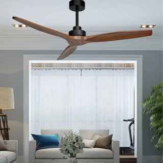 Barbona | Stylish Solid Wood Led Ceiling Fan Lamp With Remote Control, White, 42 Inch