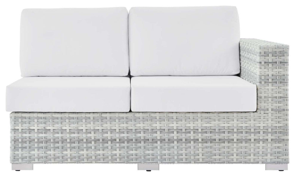 Lounge Loveseat Sofa, Rattan, Wicker, Gray White, Modern, Outdoor Patio