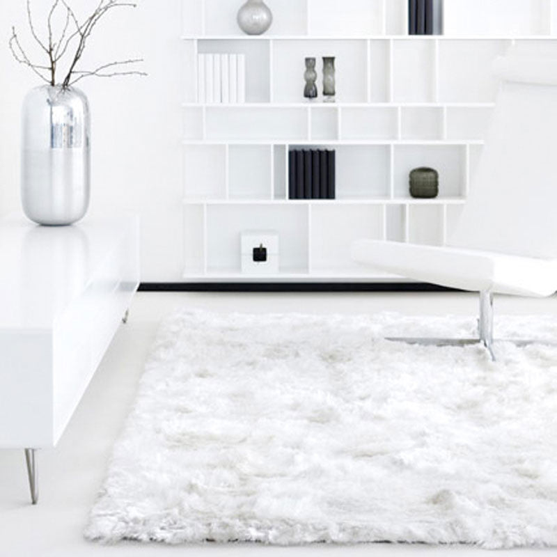 Modern Deep Shag Rug, Scandinavian Maltino by Linie Design, White, 5'7