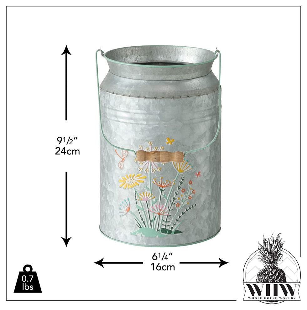 Creamery Milk Can, Wide Neck Vase, 9.5 Inches