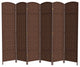 7' Tall Diamond Weave Room Divider, Dark Mocha, 6 Panels