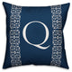 Navy with White Lace Pattern - Monogram Q 18x18 Spun Poly Pillow