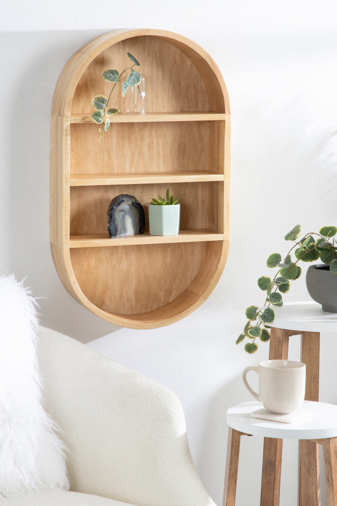 Hutton Wood Capsule Wall Shelf, Natural, 16x28