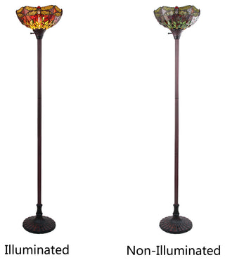 Empress Dragonfly Tiffany-Style 1 Light Torchiere Lamp 14" Wide