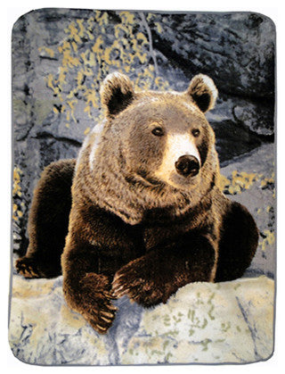 Bear on Rock High-Pile Oversized Throw