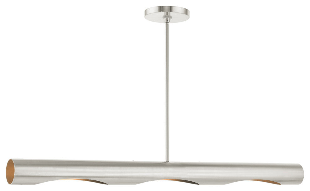 Brushed Nickel Contemporary, Minimal, Industrial, Urban, Sleek Linear Chandelier