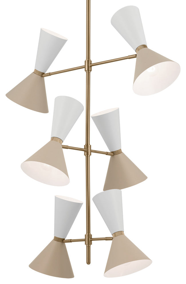 Phix 12 Light Chandelier Foyer, Champagne Bronze and Greige