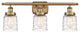 Small Bell 3 Light Bath Vanity Light, Brushed Brass, Deco Swirl