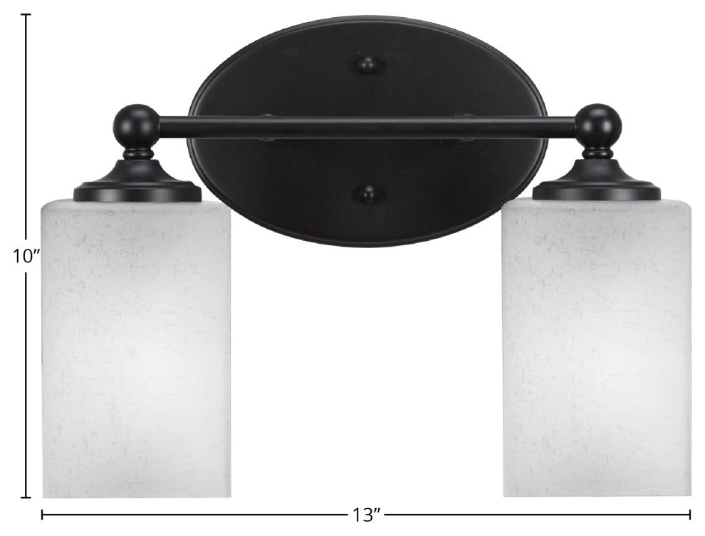 Capri 2-Light Bath Bar, Matte Black/Square White Muslin