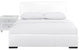 White Upholstered Twin Platform Bed With Nightstand