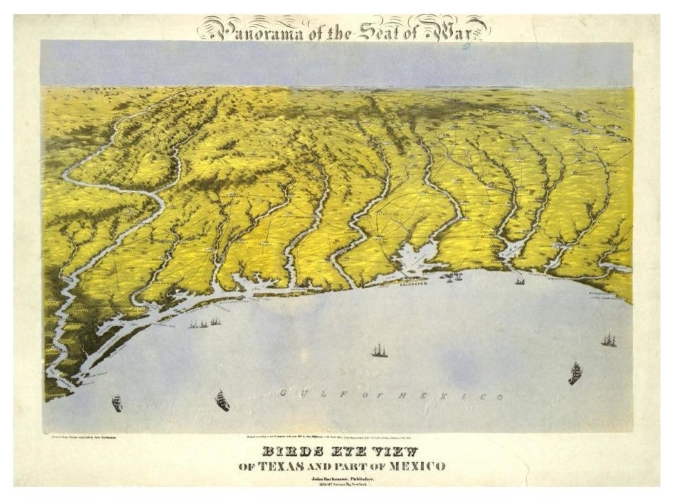 "Texas and Part of Mexico, 1861" Digital Paper Print by John Bachmann, 32"x24"