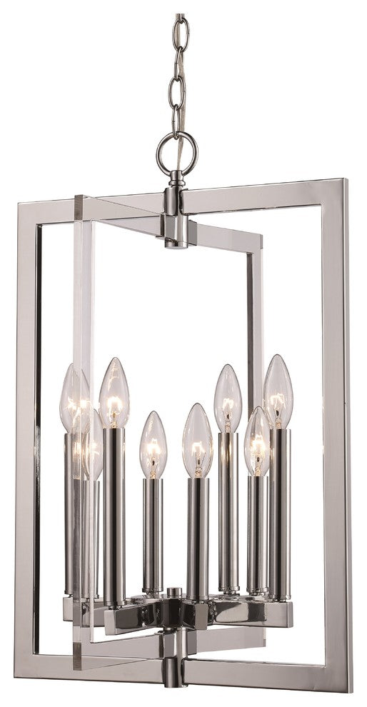 8 Light Pendant in Polished Chrome with Acrylic Glass