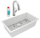 Quartz Classic 33" Single Bowl Undermount Sink Kit With Filtered Faucet, White
