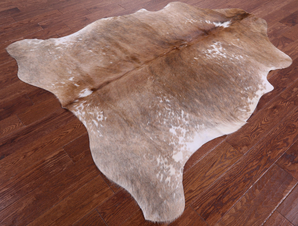 6' 6" X 5' 9" Organic Natural Hair-On Cowhide Area Rug C1920