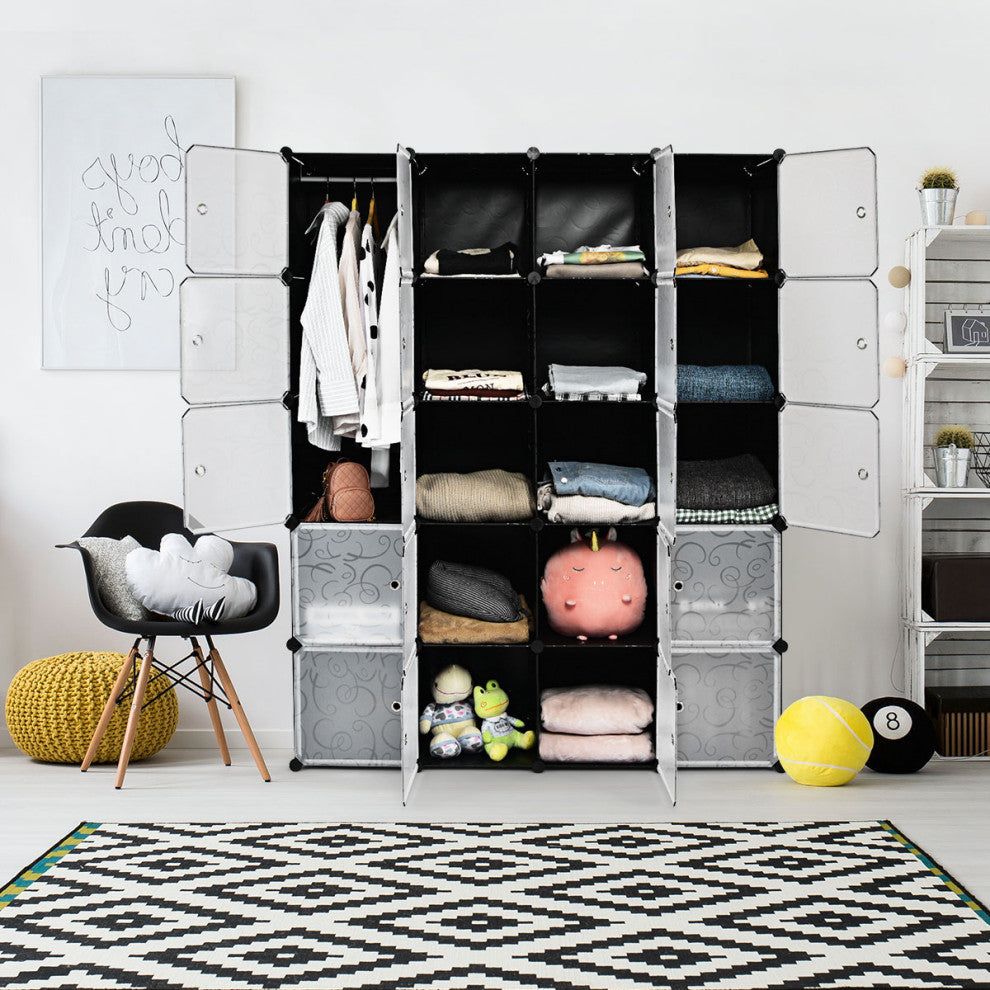 Costway DIY 20 Cube Portable Closet Storage Organizer Clothes Wardrobe Cabinet