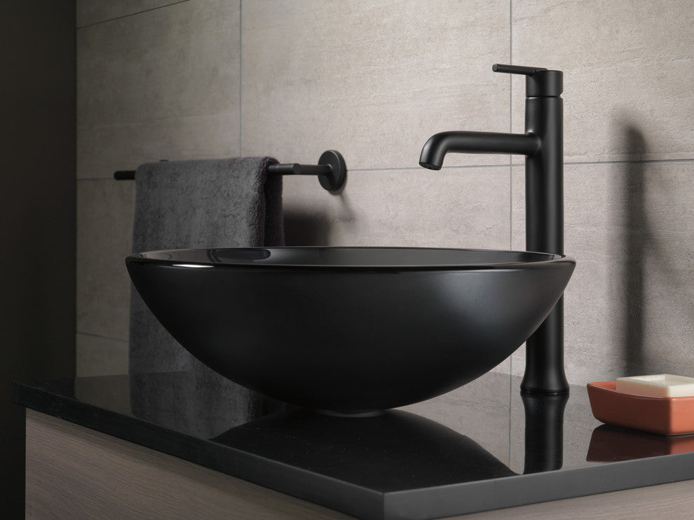 Delta Trinsic Single Handle Vessel Bathroom Faucet, Matte Black, 759-BL-DST