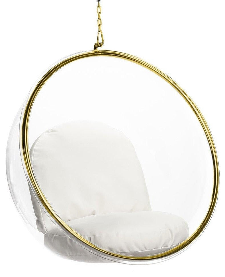 Bubble Clear Hanging Chair, Gold