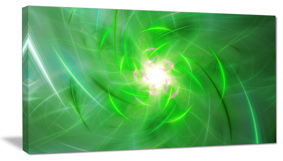 Light Green Fractal Whirlpool, Abstract Wall Art Canvas, 40x20