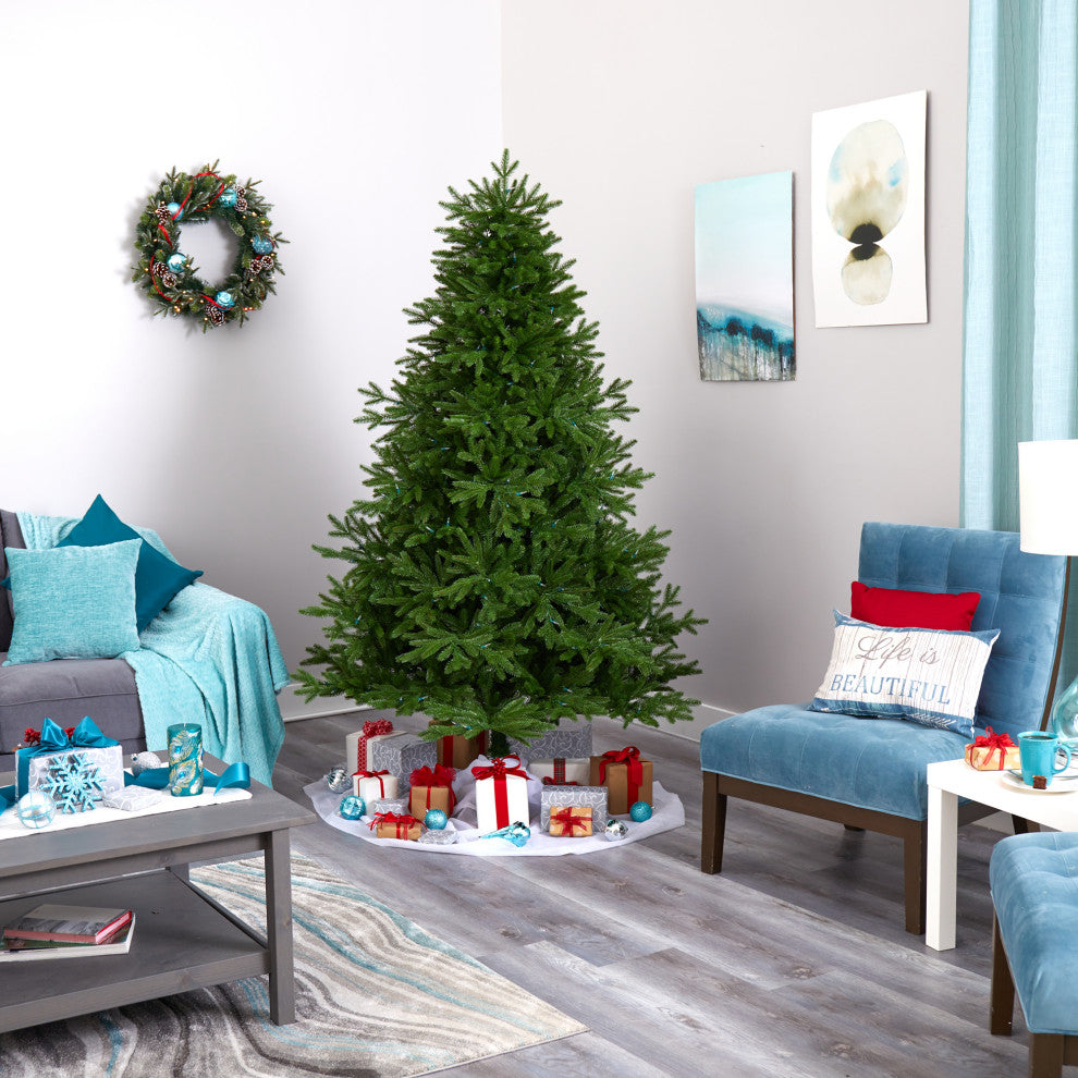 7' Nova Scotia Fir Real Touch Faux Xmas Tree W/ Lights  & Bendable Branches