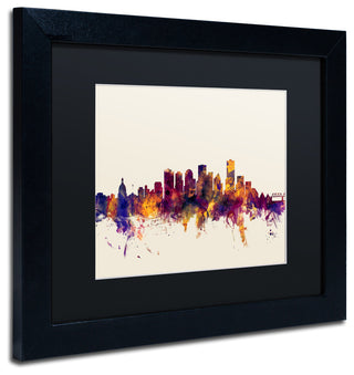 Michael Tompsett 'Edmonton Canada Skyline' Matted Framed Art, Black Mat, 14"x11"
