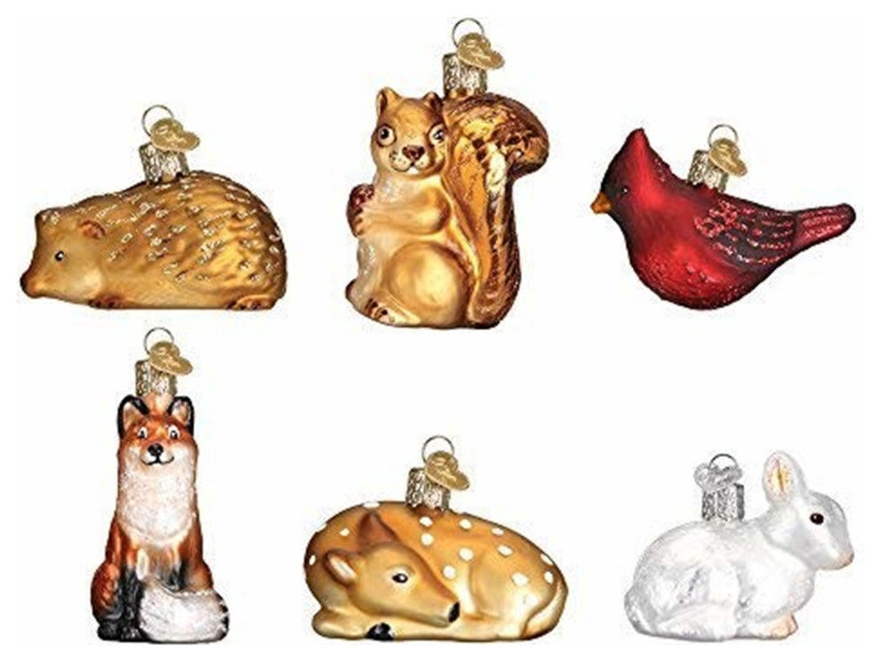Old World Christmas 14025 Glass Blown Mini Woodland Animal Set Ornament