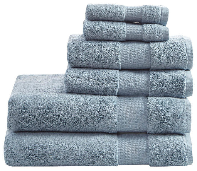 Madison Park Signature Turkish Cotton 6 Piece Bath Towel Set, Blue