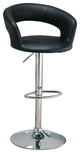 Faux Leather Adjustable Height Bar Stool, Chrome and Black