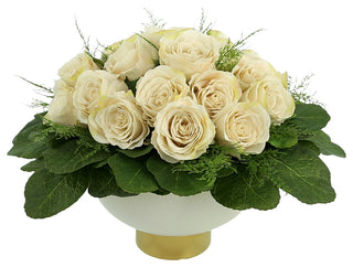Rose Arrangement with Fern and Leaves
