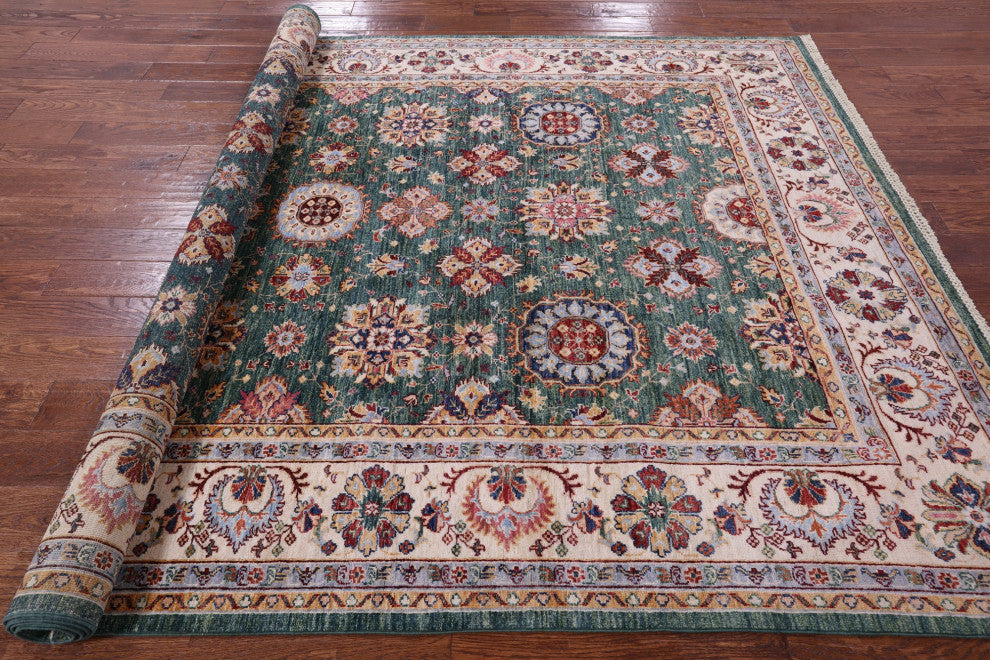 Persian Tabriz Hand-Knotted Wool Rug 7' 0" X 10' 2" Q10004