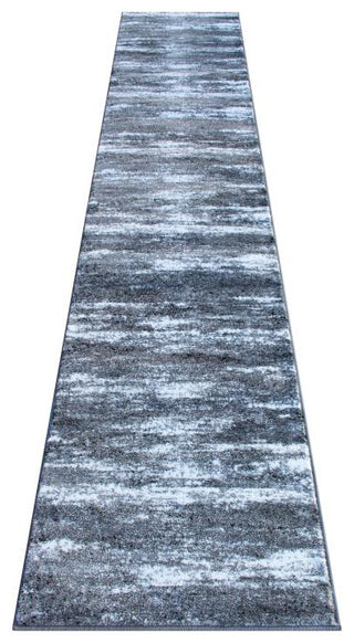 Marian Collection Distressed Olefin Area Rug with Jute Backing, Grey, 2' X 11'
