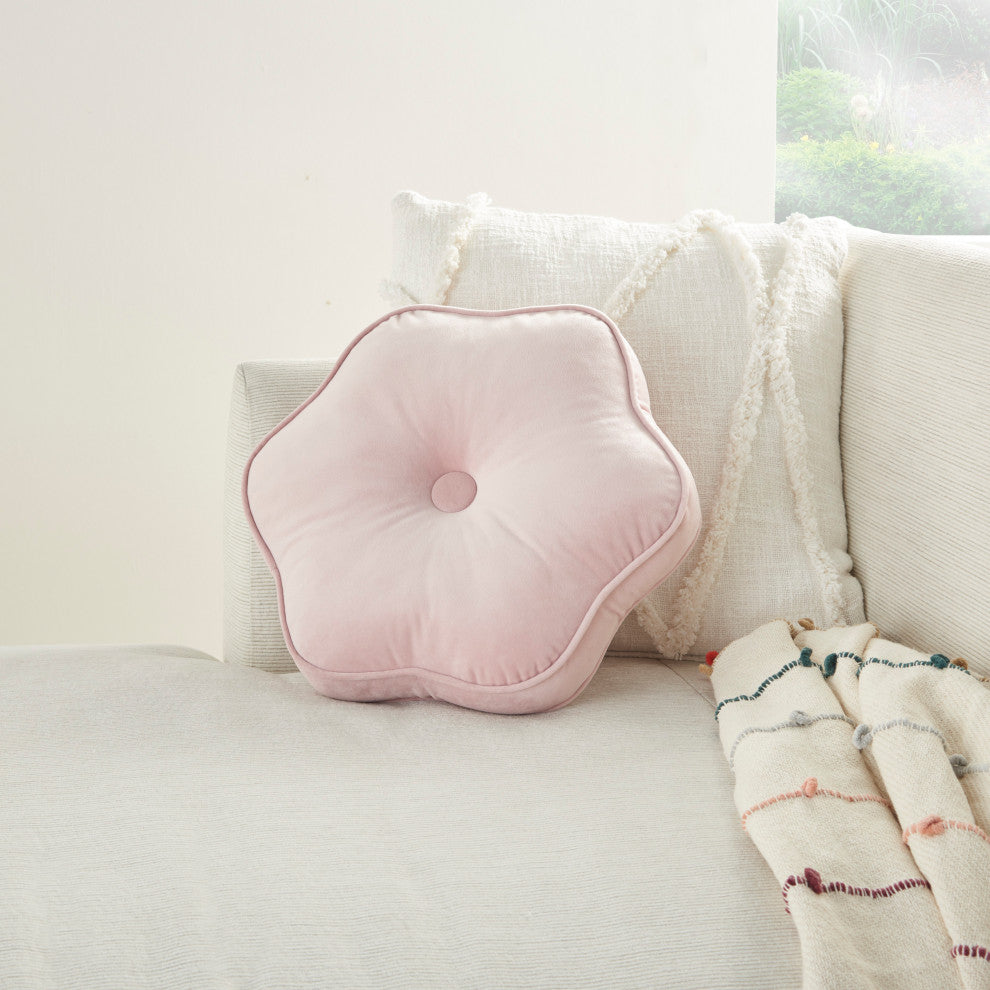 Mina Victory QY068 Throw Pillow, Blush, 16" x 16"Round