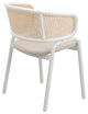 LeisureMod Ervilla Dining Armchair With White Steel Base, Beige
